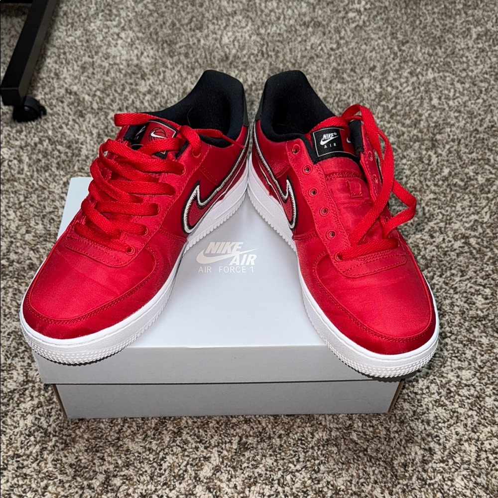 Kids Nike Air Force 1 Red and Black Sneakers